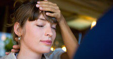 woman enjoying onsite chair massage - Chair massage Maryland - Corporate Massage Kneads Maryland