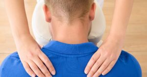 picture of a client receiving mobile massage chair Maryland - 