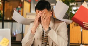 man with stress-work blog mobile chair massage maryland